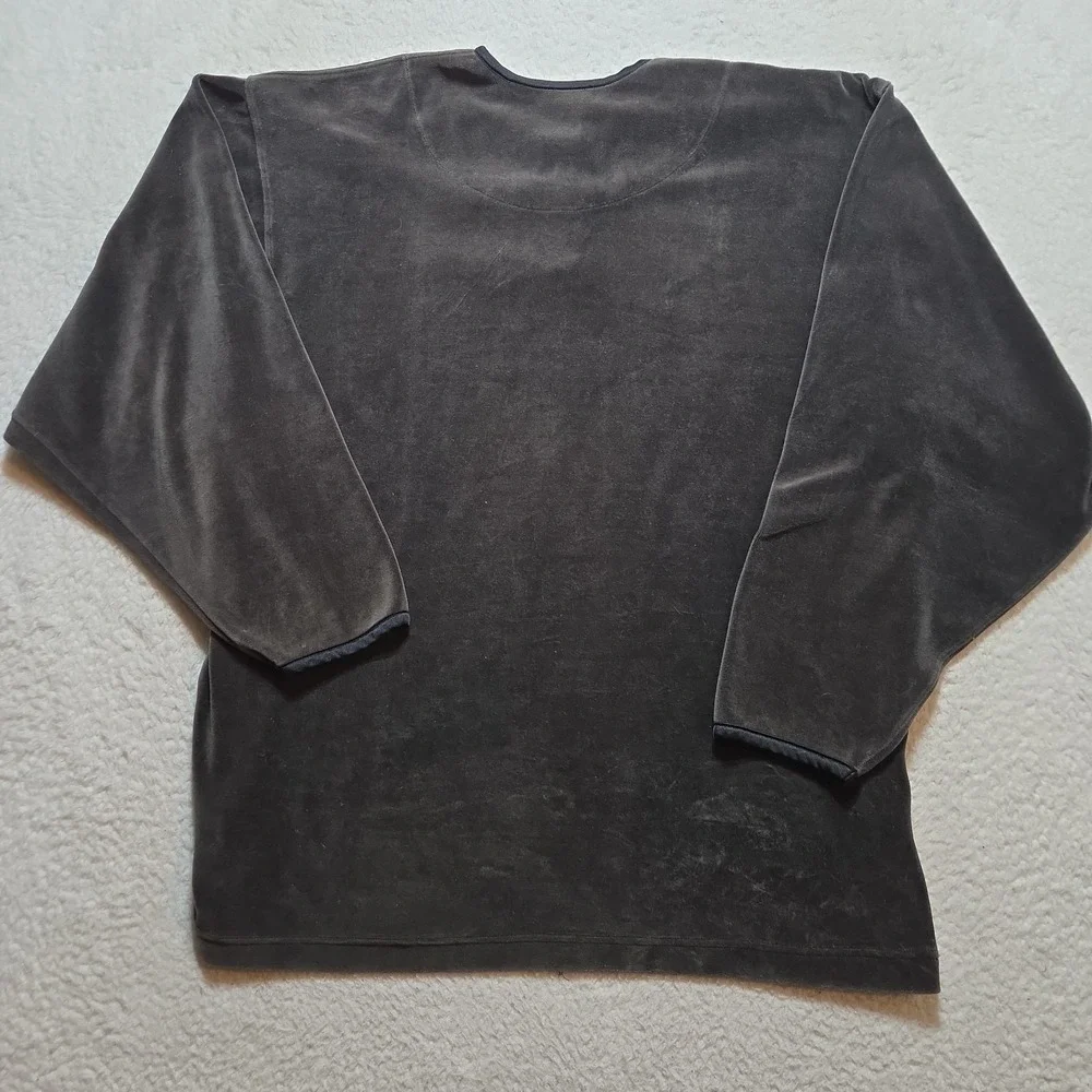 Y2K Jordan Velour Quarter Zip Shirt Men's Medium Black Oversized Longsleeve
